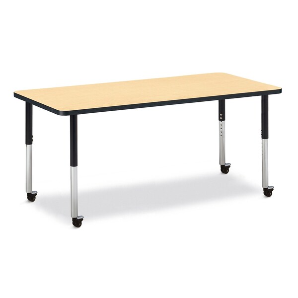 Jonti-Craft Berries Rectangle Activity Table, 30 in. x 72 in., Mobile, Maple/Black/Black - 6413JCM011