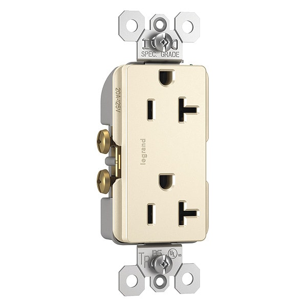 Base de corriente Legrand, color almendra claro, 20 A, 2 polos y 3 cables, negro; sin tornillos, 1 paquete - TR26352RLA