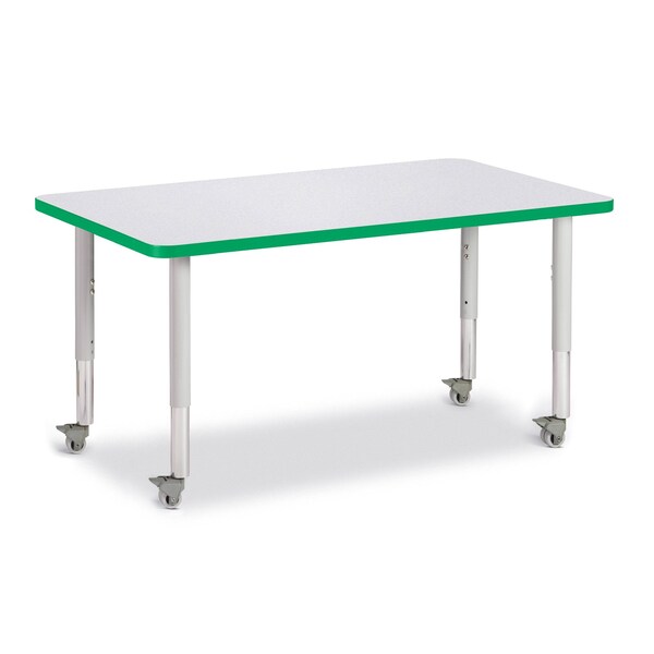 Jonti-Craft Berries Rectangle Activity Table, 30 in. x 48 in., Mobile, Freckled Gray/Green/Gray - 6473JCM119