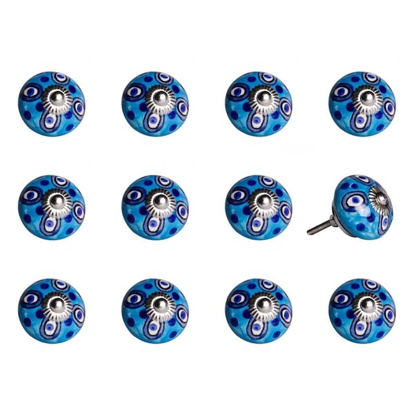 Pipers Pit Ceramic & Metal Multi Color Knob - 1.5 x 1.5 x 1.5 in., 12PK - PI3084776