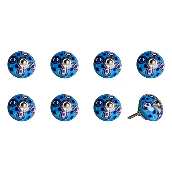Homeroots Multi Color Ceramic & Metal Knob; 1.5 x 1.5 x 1.5 in. - Pack of 8 - 358118