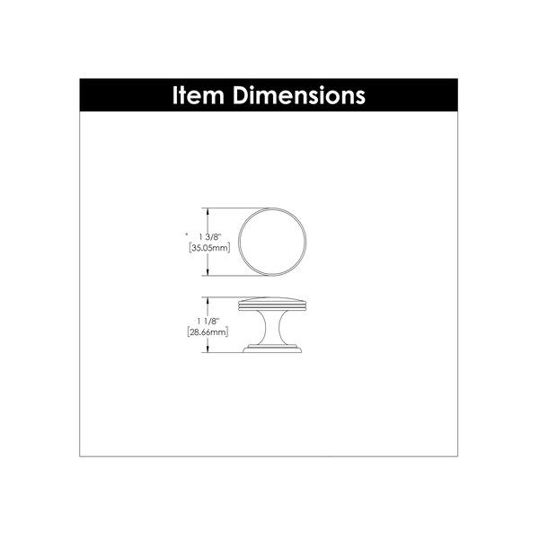 Hickory Hardware Knob 1-3/8 Inch Diameter, 10PK - P2142-MB-10B