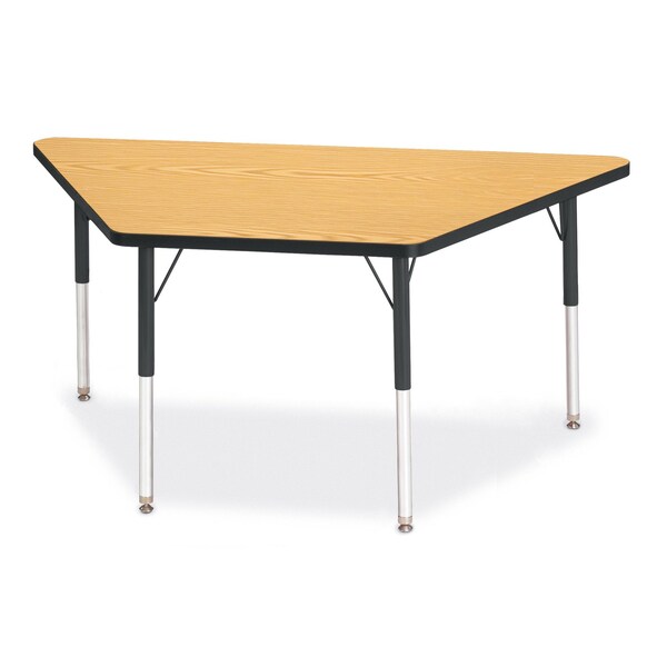 Jonti-Craft Berries Trapezoid Activity Tables, 30 in. x 60 in., A-height, Oak/Black/Black - 6443JCA210