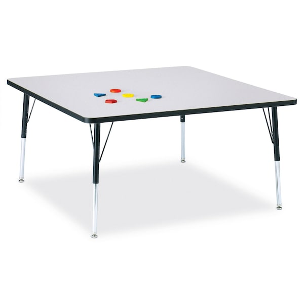 Jonti-Craft Berries Square Activity Table, 48 in. x 48 in., A-height, Freckled Gray/Black/Black - 6418JCA180