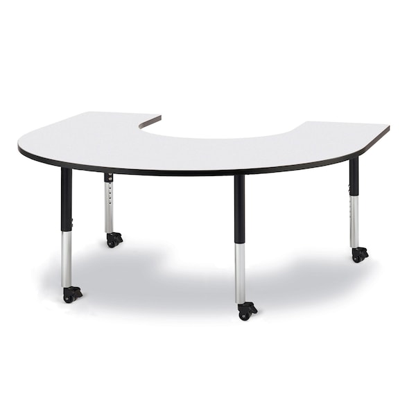 Jonti-Craft Berries Horseshoe Activity Table, 66 in. x 60 in., Mobile, Freckled Gray/Black/Black - 6445JCM180
