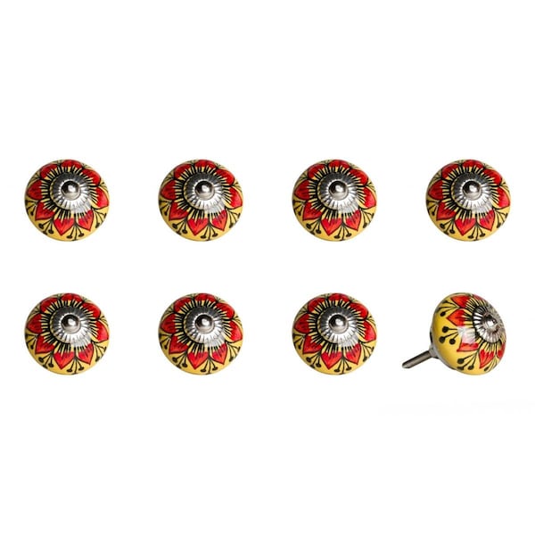 Pipers Pit Multi Color Ceramic & Metal Knob, 1.5 x 1.5 x 1.5 in., 8PK - PI3088519