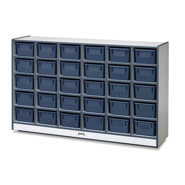 Jonti-Craft Rainbow Accents 30 Cubbie-Tray Mobile Storage, with Trays, Navy - 0431JCWW112