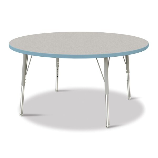 Jonti-Craft Berries Round Activity Table, 48 in. Diameter, E-height, Freckled Gray/Coastal Blue/Gray - 6433JCE131