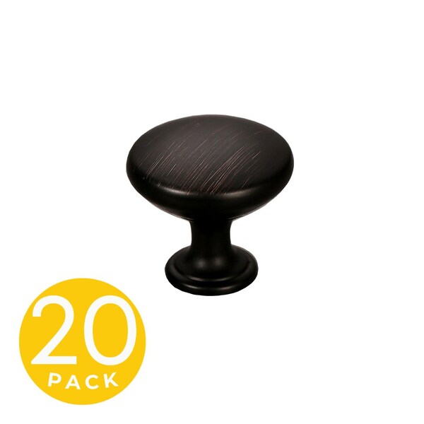 Sapphire Alpha Series 1 in. Modern Oil Rubbed Bronze Round Cabinet Knob (20-Pack) - SP-1145-K-ORB-20