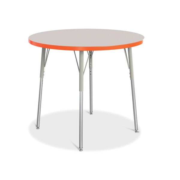 Jonti-Craft Berries Round Activity Table, 36 in. Diameter, A-height, Freckled Gray/Orange/Gray - 6488JCA114