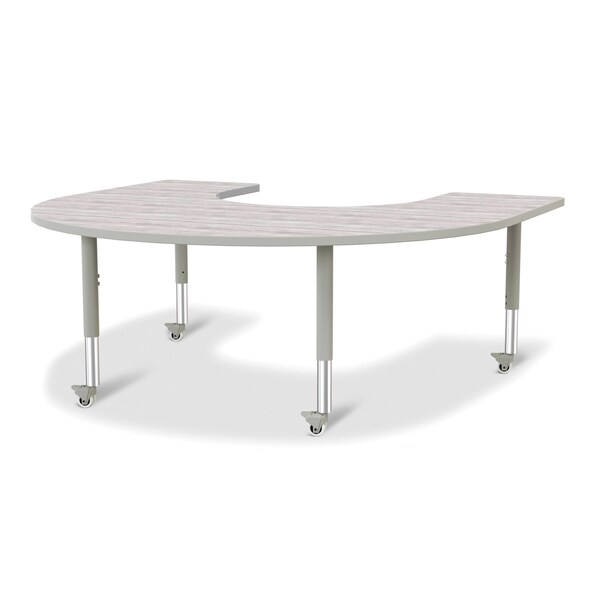 Jonti-Craft Berries Horseshoe Activity Table, 60 in. x 66 in., Mobile, Driftwood Gray/Gray/Gray - 6445JCM450