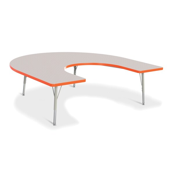 Jonti-Craft Berries Horseshoe Activity Table, 66 in. x 60 in., E-height, Freckled Gray/Orange/Gray - 6445JCE114