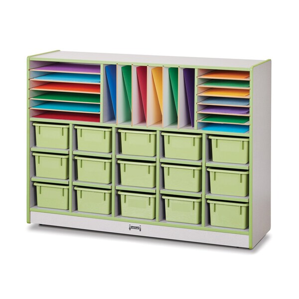Jonti-Craft Rainbow Accents Sectional Cubbie-Tray Mobile Unit, with Trays, Key Lime Green - 0416JCWW130