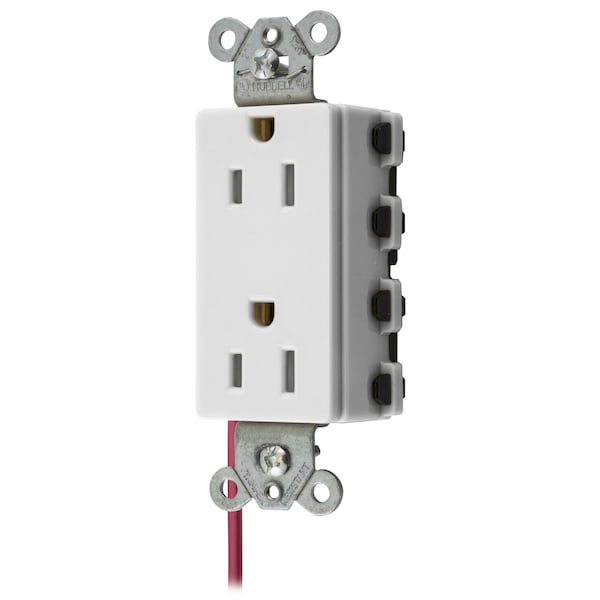 Dispositivos de cuchilla recta Hubbell Wiring Device-Kellems, receptáculos, circuito dividido, a prueba de manipulaciones, dúplex decorativo de estilo Linea, SNAPConnect, 15A 125V, 5-15R - SNAP2152WSCTRA