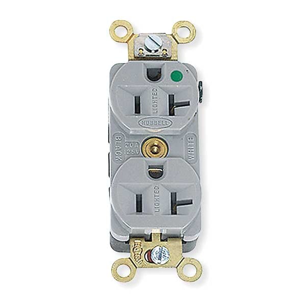 Contacto doble Hubbell 20A 125VAC 5-20R GY - HBL8300HG