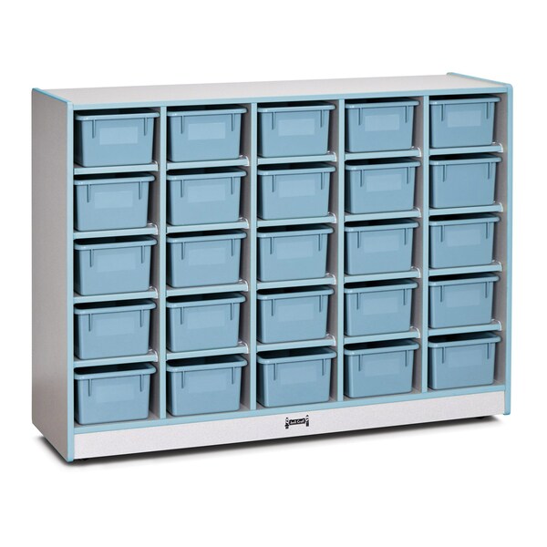 Jonti-Craft Rainbow Accents 25 Cubbie-Tray Mobile Storage, with Trays, Coastal Blue - 0426JCWW131