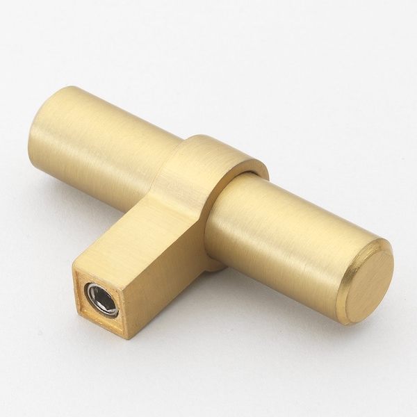 Gliderite Hardware 2-1/4 in. Satin Gold Solid Steel Cabinet T-Knob - 4002-T-SG - 4002-T-SG-1