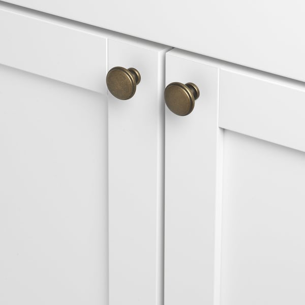 Gliderite Hardware 1-1/8 in. Antique Brass Round Classic Cabinet Knob, 10PK - 5096-AB-10