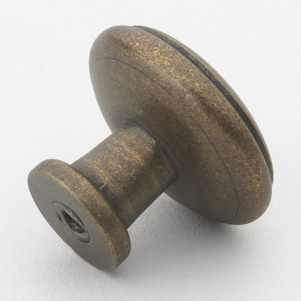 Gliderite Hardware 1-1/8 in. Antique Brass Round Classic Cabinet Knob, 10PK - 5096-AB-10