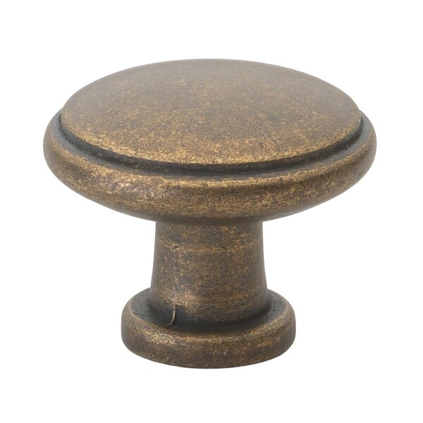 Gliderite Hardware 1-1/8 in. Antique Brass Round Classic Cabinet Knob, 10PK - 5096-AB-10