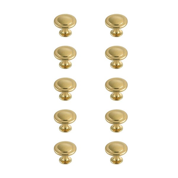 Elegant Decor 1.3 in. Dia. Logyn Multipack Mushroom Knob, Brushed Gold, 10PK - KB2005-GD-10PK