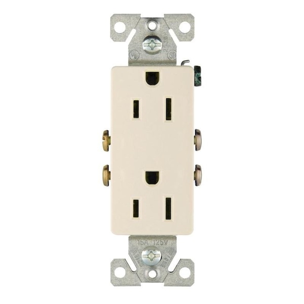 Tomacorriente duplex Eaton Wiring Devices, 2 polos, 15 A, 125 V, conexión de cables trasera y lateral, NEMA 515R - 1107LA-BOX.