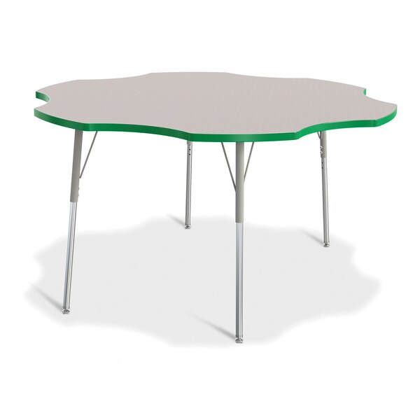 Jonti-Craft Berries Six Leaf Activity Table, 60 in., A-height, Freckled Gray/Green/Gray - 6458JCA119