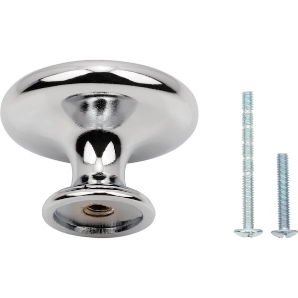 Designperfect 1-5/16 Diameter Round Cabinet Knob, Polished Chrome, 10PK - DPA10R38KPC