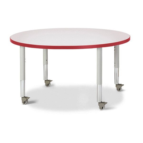 Jonti-Craft Berries Round Activity Table, 42 in. Diameter, Mobile, Freckled Gray/Red/Gray - 6468JCM008