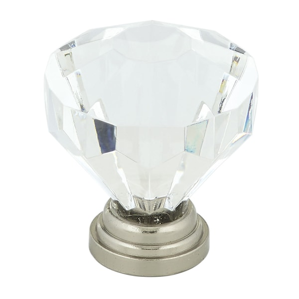 Richelieu 1 1/4 in (32 mm) Clear, Brushed Nickel Eclectic Metal, Acrylic Cabinet Knob - BP1008019511