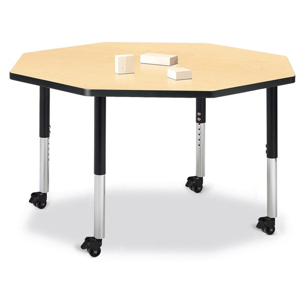 Jonti-Craft Berries Octagon Activity Table, 48 in. x 48 in., Mobile, Maple/Black/Black - 6428JCM011