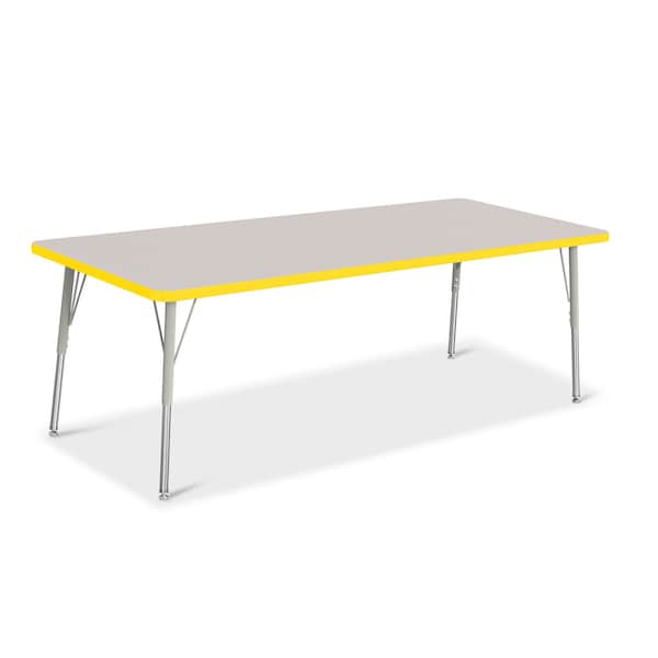 Jonti-Craft Berries Rectangle Activity Table, 30 in. x 72 in., A-height, Freckled Gray/Yellow/Gray - 6413JCA007