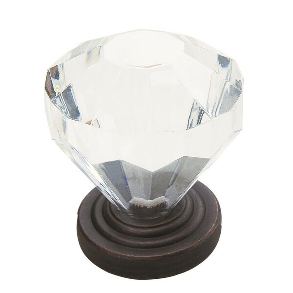 Amerock Traditional Classics 1-1/4 in 32 mm Diameter Clear/Oil-Rubbed Bronze Cabinet Knob - 5 Pack, 5PK - 5PK14303ORB