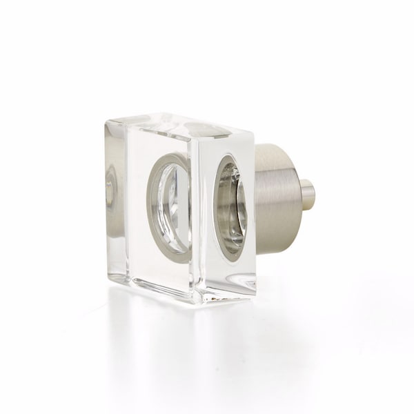 Schaub City Lights Square Glass Knob Satin Nickel Finish - 57-15