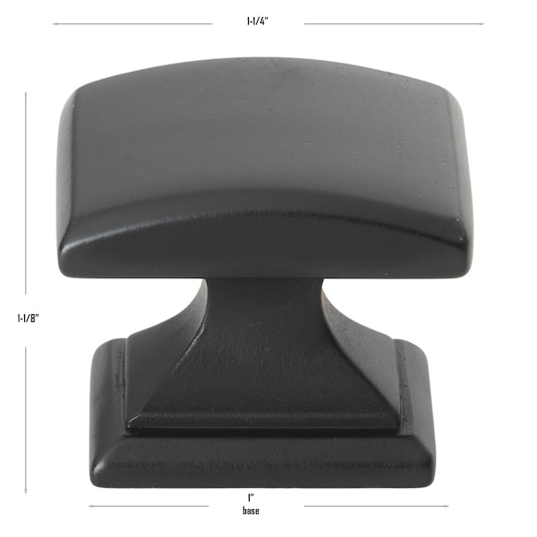 Gliderite Hardware 1-1/4 in. Matte Black Convex Square Cabinet Knob, 25PK - 5740-MB-25