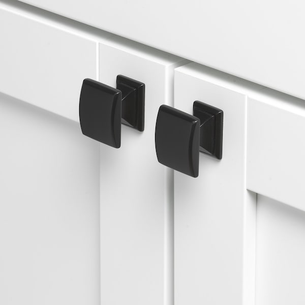 Gliderite Hardware 1-1/4 in. Matte Black Convex Square Cabinet Knob, 25PK - 5740-MB-25