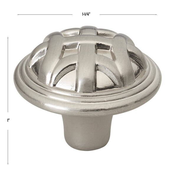 Gliderite Hardware 1-1/4 in. Satin Nickel Braided Cabinet Knob, 25PK - 82115-SN-25