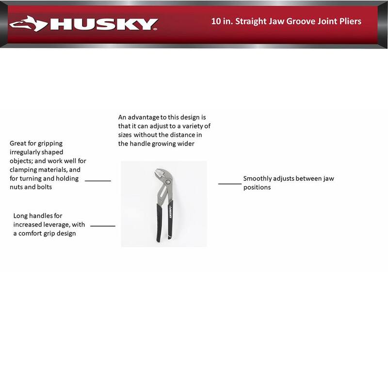 Husky 10 pulgadas Alicates de Ranura con Articulación de Ajuste Rápido y Mandíbula Recta - 91226