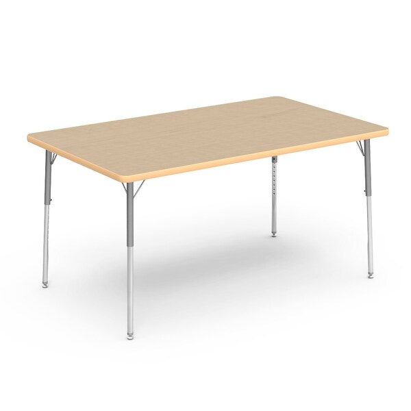 Virco 60 in. W, 36 in. L, 22-30 in. H, Fusion Maple Top / Beige Edge - 483660