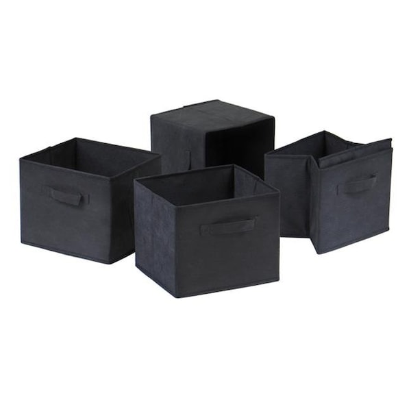 Winsome Winsome 22411 Capri Set of 4 Foldable Fabric Baskets - Black - 22411
