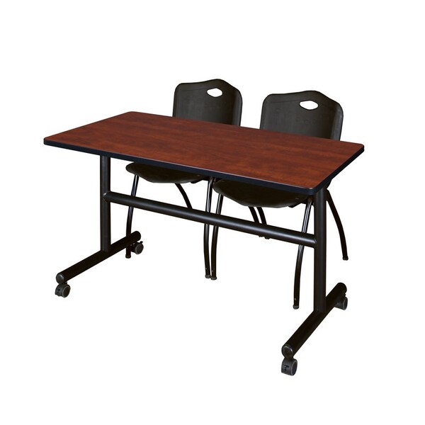 Kobe Tables > Nesting Tables > Kobe Flip Top Table & Chair Sets, 48 W, 24 L, 29 H, Cherry - MKFT4824CH47BK