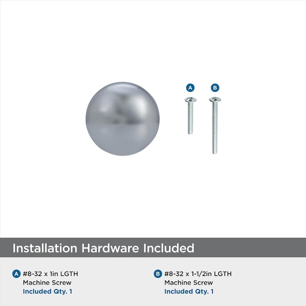 Amerock Edona 1-1/4 in 32 mm Diameter Polished Chrome Cabinet Knob, 25PK - 1923271