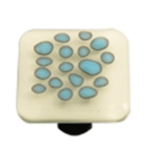 Towels Usa Reactive Clear White Square Glass Cabinet Knob - Black Post - TO2522028