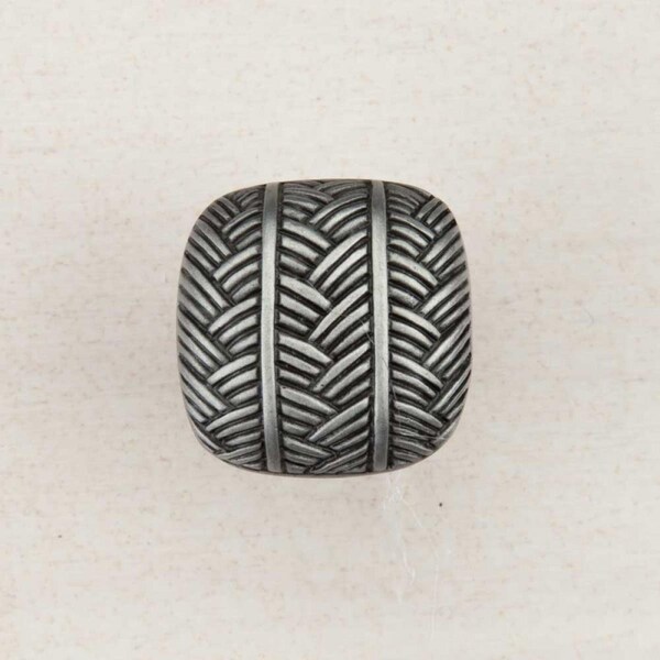 Acorn Mfg Artisan Collection Woven Square Knob, Antique Pewter - DQEPP