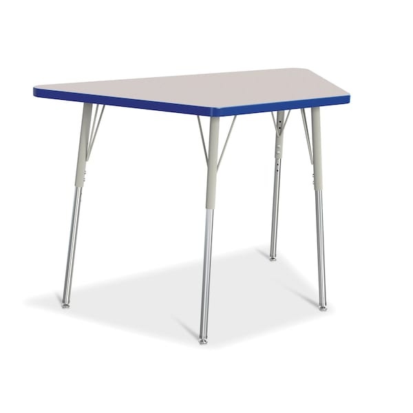 Jonti-Craft Berries Trapezoid Activity Tables, 24 in. x 48 in., A-height, Freckled Gray/Blue/Gray - 6438JCA003