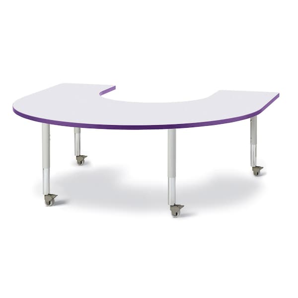 Jonti-Craft Berries Horseshoe Activity Table, 66 in. x 60 in., Mobile, Freckled Gray/Purple/Gray - 6445JCM004