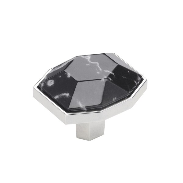 Amerock Carrione 1-5/8 inch 41mm Length Marble Black/Polished Chrome Cabinet Knob - BP36638MBK26