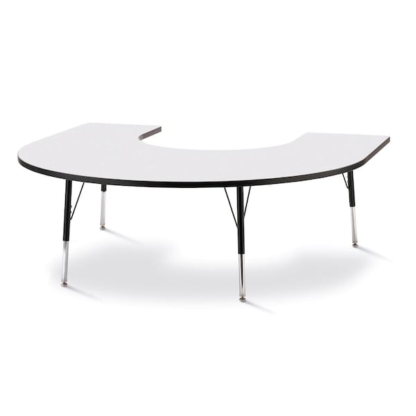 Jonti-Craft Berries Horseshoe Activity Table, 66 in. x 60 in., A-height, Freckled Gray/Black/Black - 6445JCA180