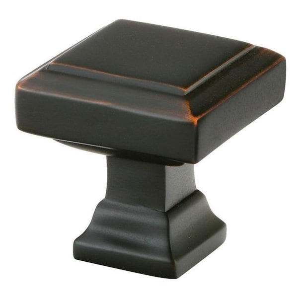 Patioplus 1.25 in. Geometric Square Cabinet Knob, Oil Rubbed Bronze - PA1647268