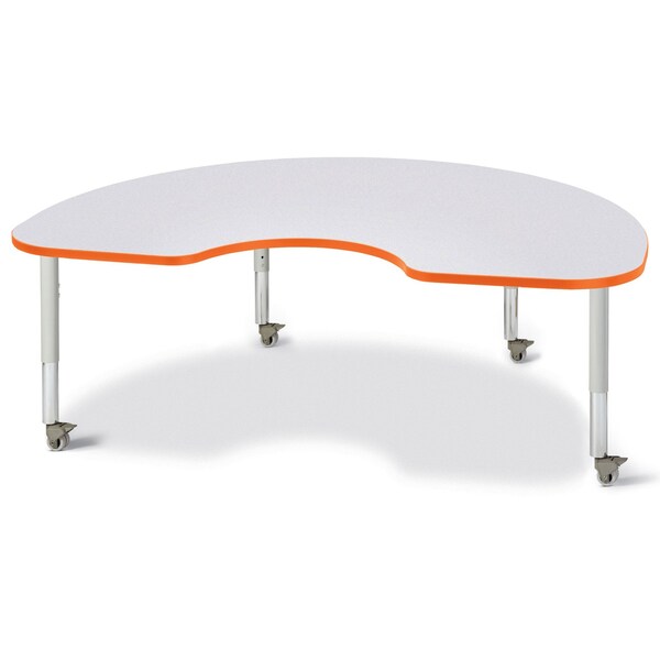 Jonti-Craft Berries Kidney Activity Table, 48 in. x 72 in., Mobile, Freckled Gray/Orange/Gray - 6423JCM114